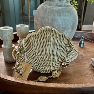 Brand New Tommy Bahama Shell Rattan Clutch Bag